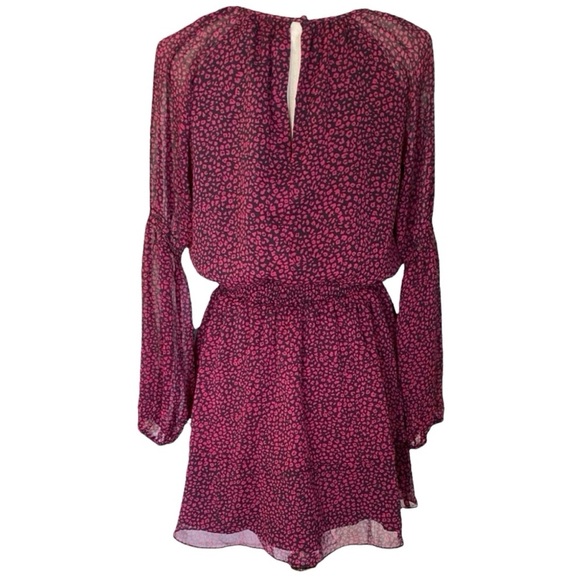 RACHEL Rachel Roy Women’s Animal Print Ruffle Hem Size XL Blk & Wild Pink Dress - Picture 4 of 4